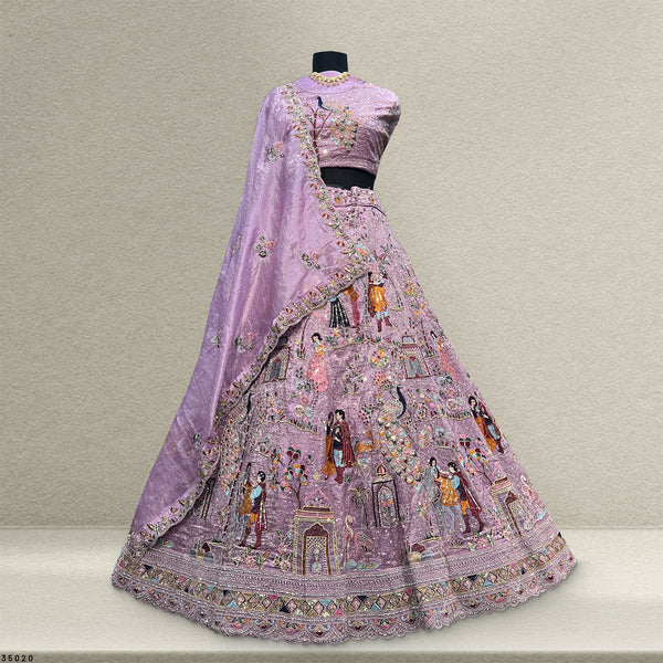 Padmini - Tissue Silk Snow White Concept Designer Lehenga Lavender