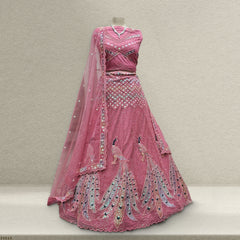 Butterfly - The Dazzling Peacock Motif Bridesmaid Lehenga Pink - JMS Studio