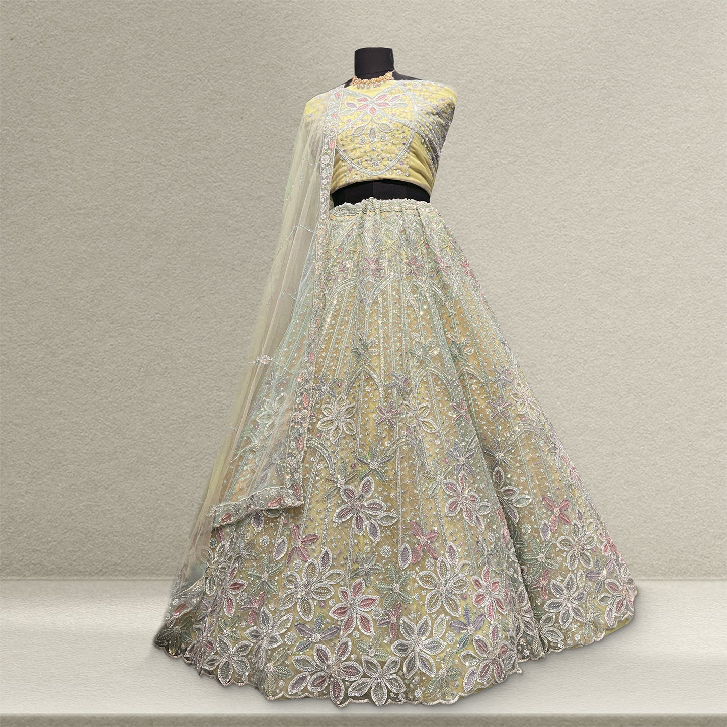 Jazzagals - Beads & Pearls Handwork Sunlight Reception Lehenga