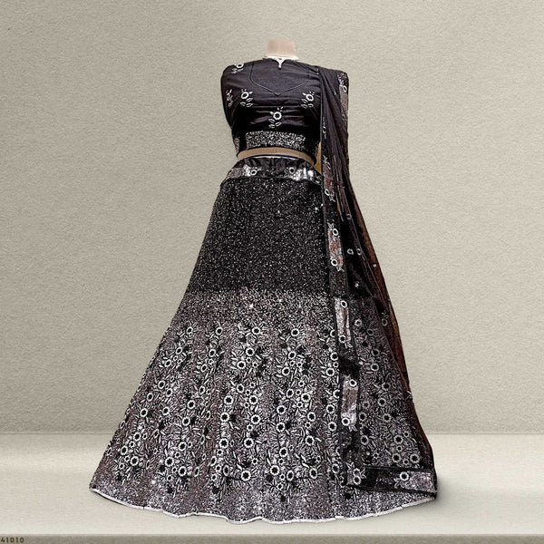 Padmini - Party Wear Black Sequins Lehenga JMS Studio {{ Royal Red Bridal Lehenga}}