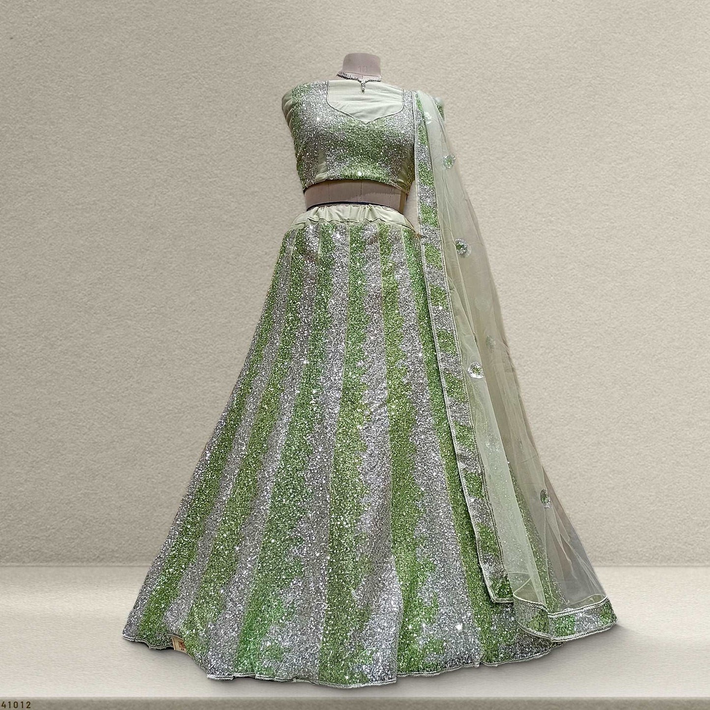 Padmini - Party Wear Green Sequins Lehenga JMS Studio {{ Royal Red Bridal Lehenga}}