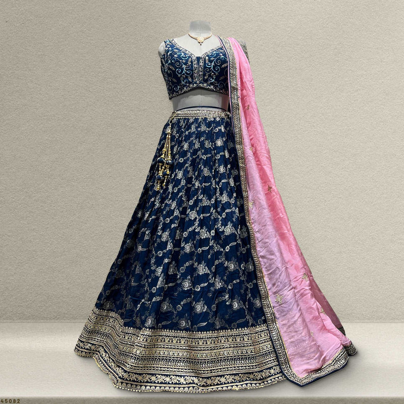Padmini - Ready-to-Wear Lehenga with Intricate Handwork and Organza Dupatta JMS Studio {{ Royal Red Bridal Lehenga}}