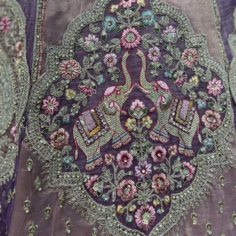 Damsel - Double Dupatta Tissue Silk Multi Color Festival Carnival Lehenga