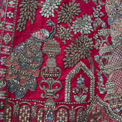 Dulhan in Rani Pink Lehenga : Peacock Design Double Dupatta Bridal Lehenga