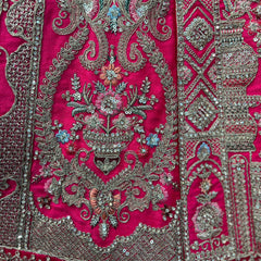 Dulhan in Rani Pink elegance : Storytelling Bridal Lehenga With Veil Dupatta