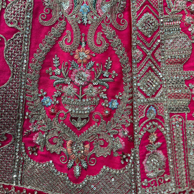 Dulhan in Rani Pink elegance : Storytelling Bridal Lehenga With Veil Dupatta