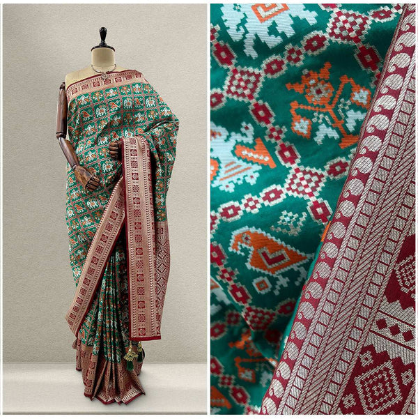 JMS_Studio Designer Rama Green Patola Silk Saree