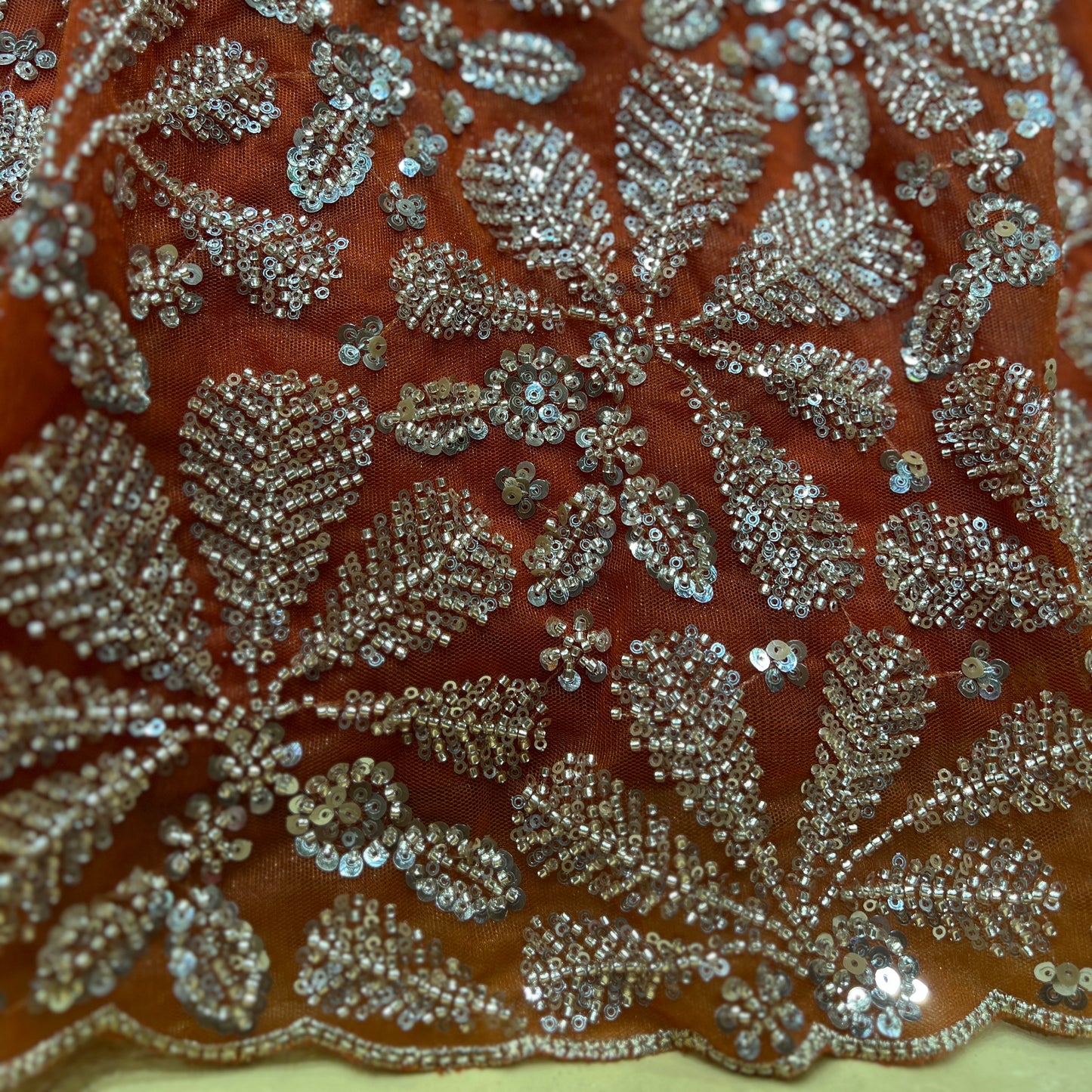 Jazzagals - Beads Handwork Rust Orange Partywear Lehenga