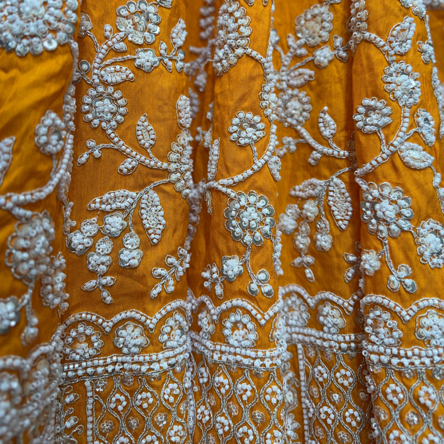 Royalty - Viscose Silk Tangerine Designer Lehenga w/h Full Sleeve Blouse