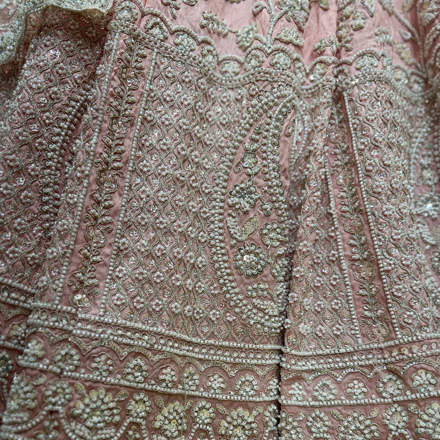 Royalty - Viscose Silk Soft Pink Designer Lehenga w/h Full Sleeve Blouse