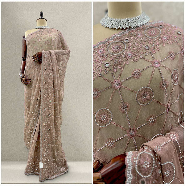 JMS_Studio Designer Mirror Work Georgette Partywear Saree