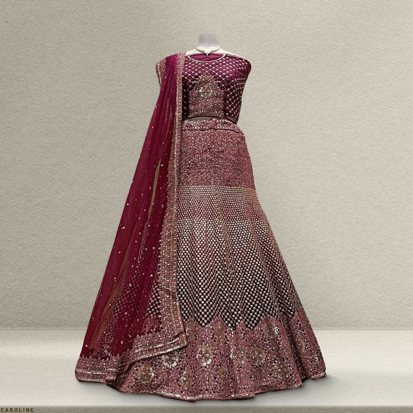 Padmini - Sequins Work Maroon Partywear Sider Lehenga JMS Studio {{ Royal Red Bridal Lehenga}}