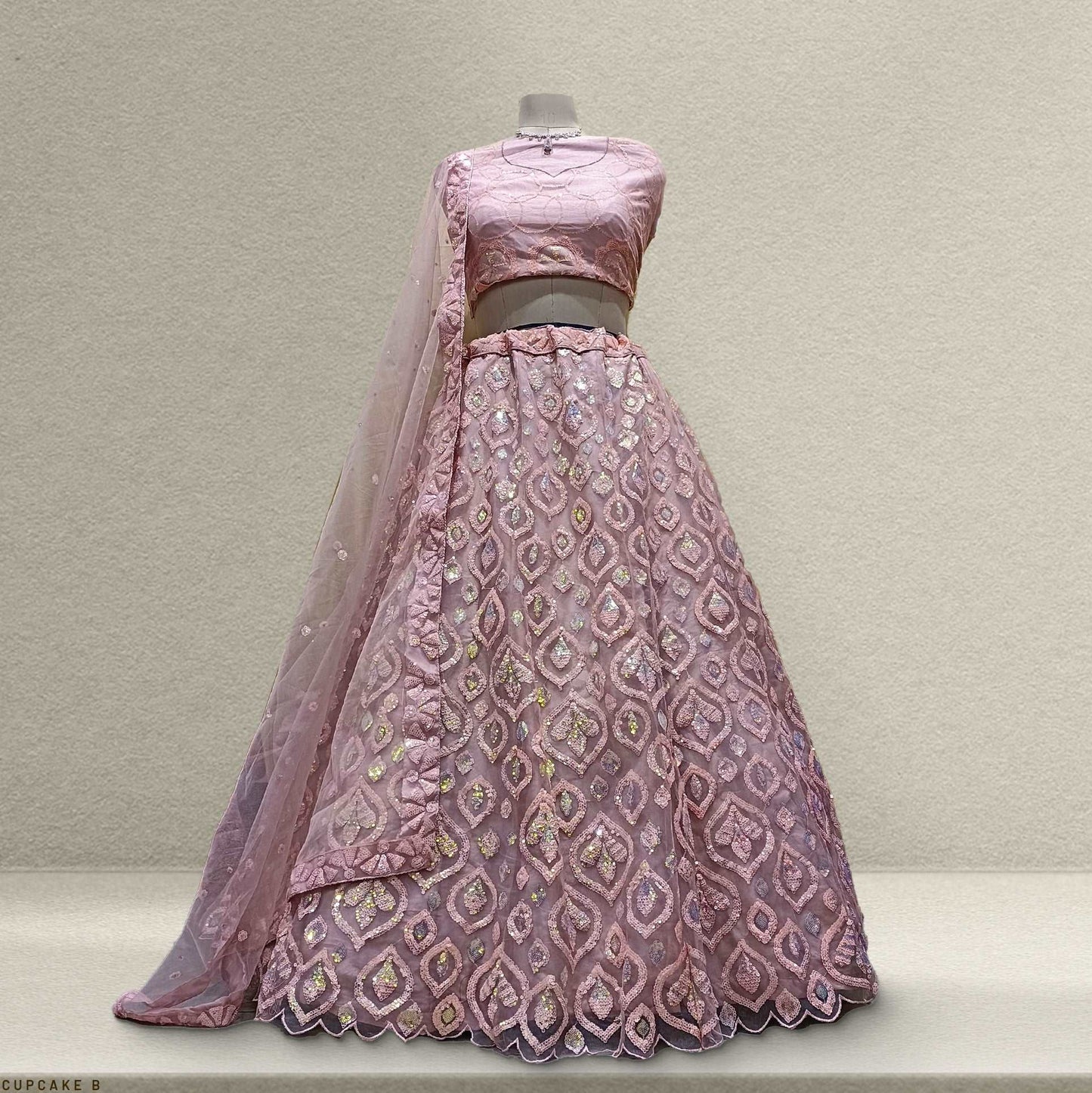 Jodha - Sequins Partywear Pastel Sider Lehenga JMS Studio {{ Royal Red Bridal Lehenga}}