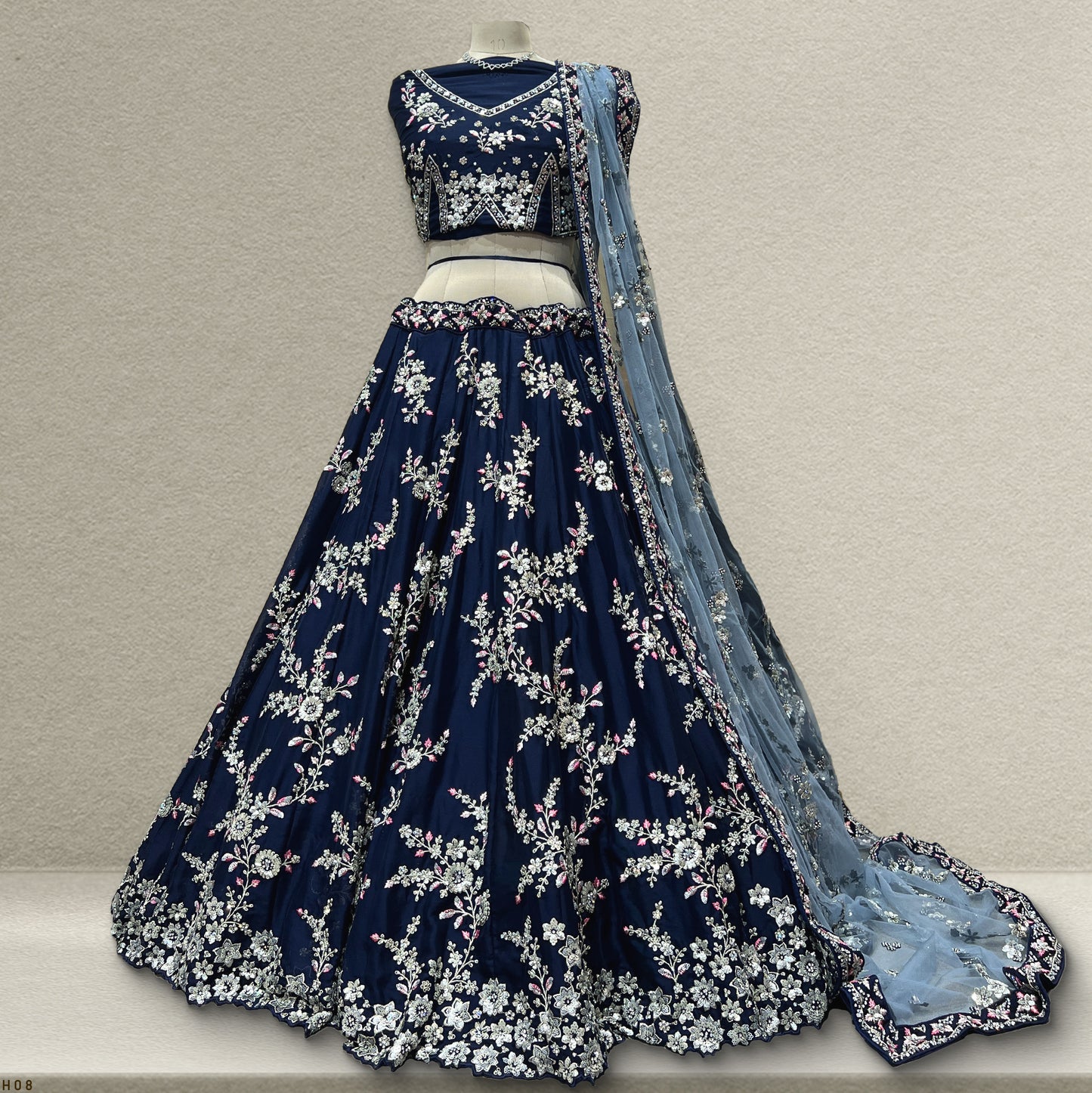 Jazzagals - Soft Georgette Designer Navy Blue Lehenga