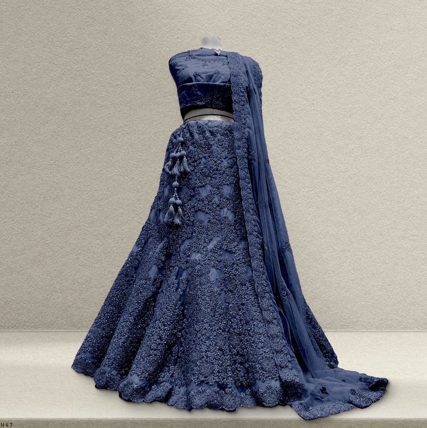 Nikhar - New Partywear Navy Handwork Designer Lehenga JMS Studio {{ Royal Red Bridal Lehenga}}