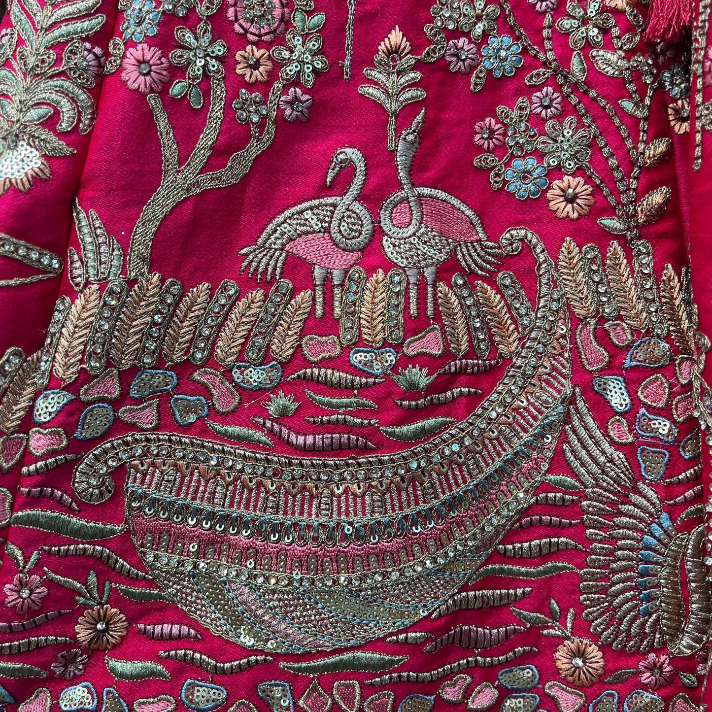 Dulhan in Rani Pink Lehenga : Peacock Design Double Dupatta Bridal Lehenga