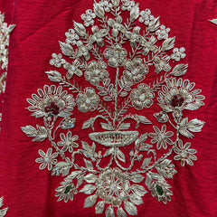 Amrapali - Minimal Sabya Zardosi Raw Silk Royal Red Bridal Lehenga