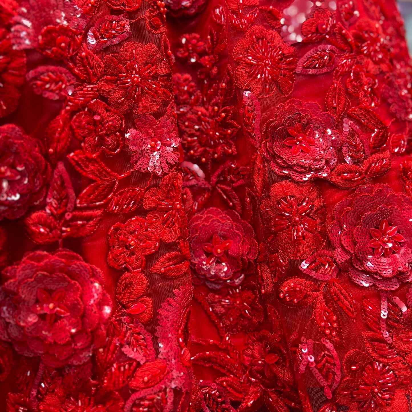 Jazzagals - Designer Replica Red Self Handwork Couture Lehenga