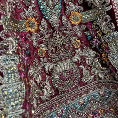 Rajgharana - The Velvet Maroon Royal Rajwadi Bridal Lehenga