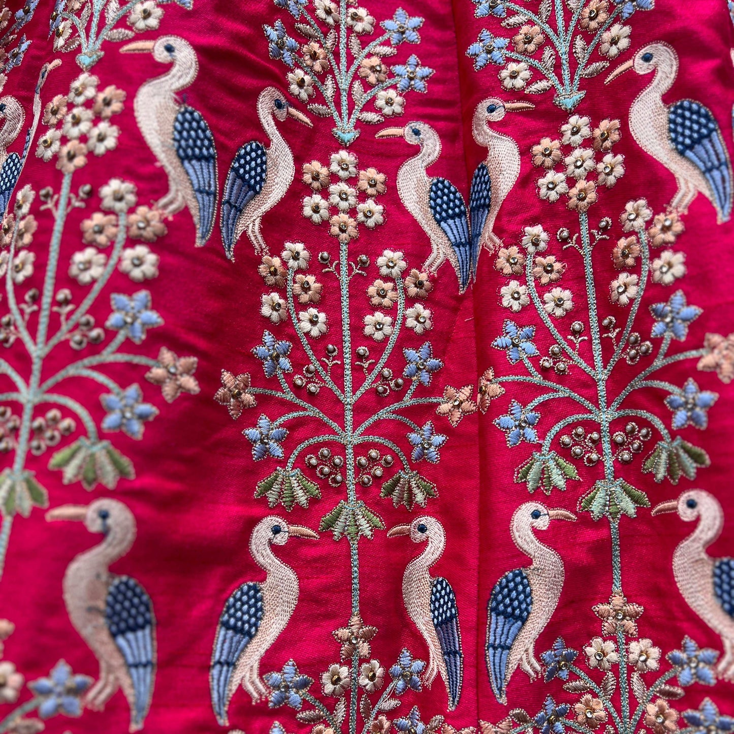 Damsel - Threadwork Pink Raw Silk Lehenga