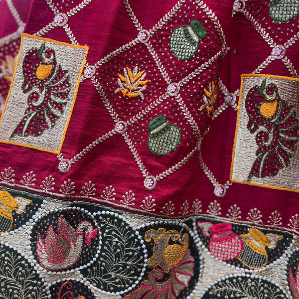 Aisha - Gharchola Pattern Embroidered Georgette Lehenga Set