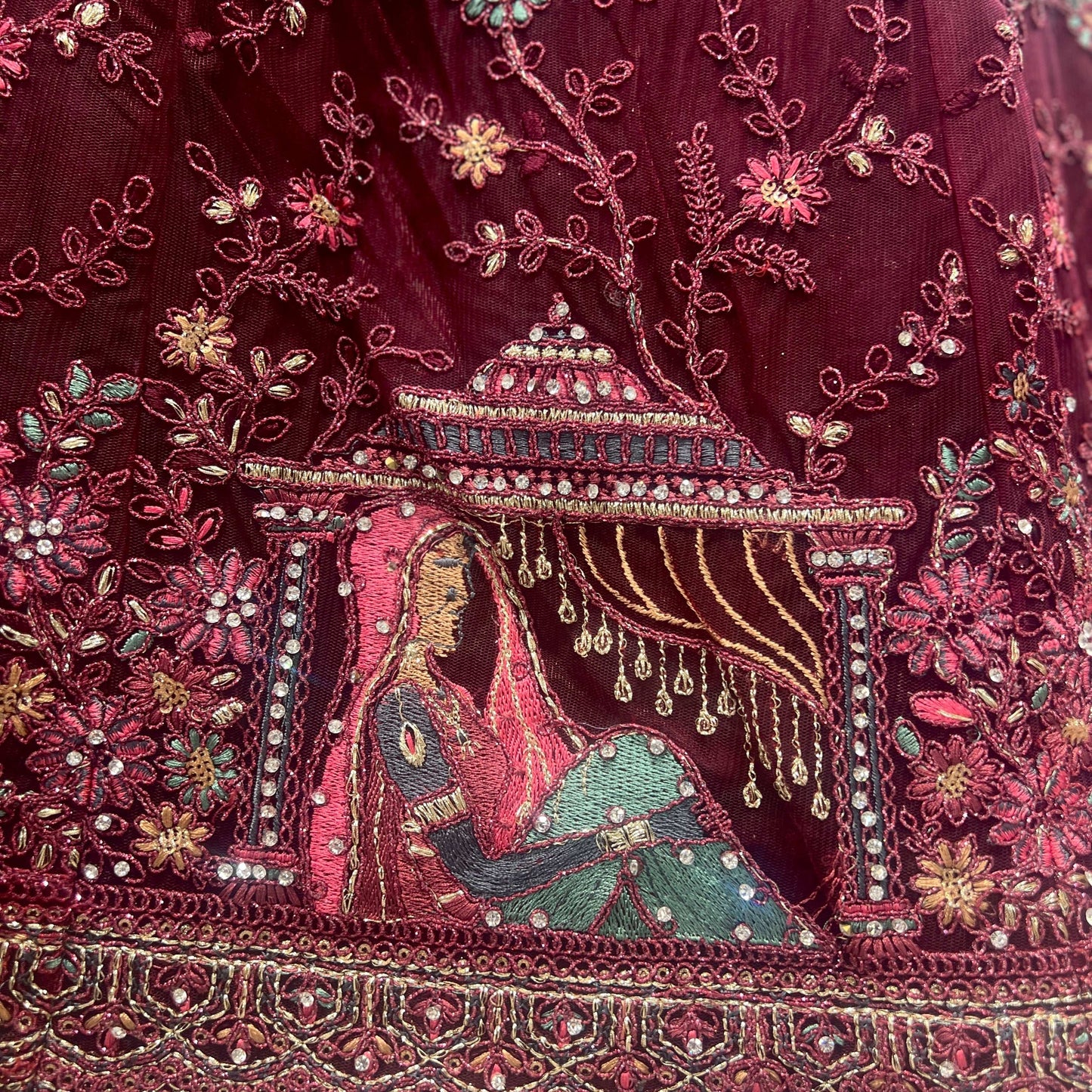 Padmini - Meenakari Threadwork Partywear Lehenga Set Maroon