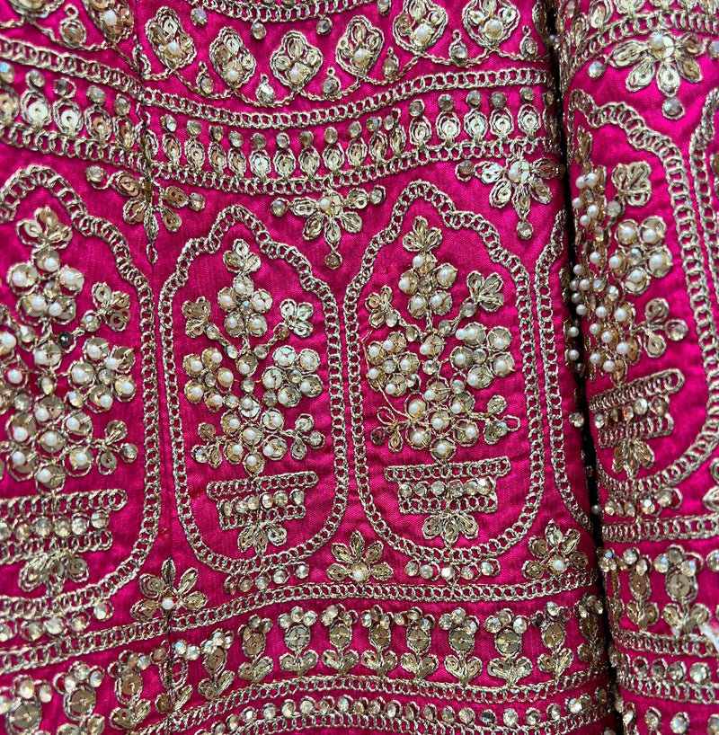 Sangria : Double Dupatta Minimal Rani Pink Bridal Lehenga