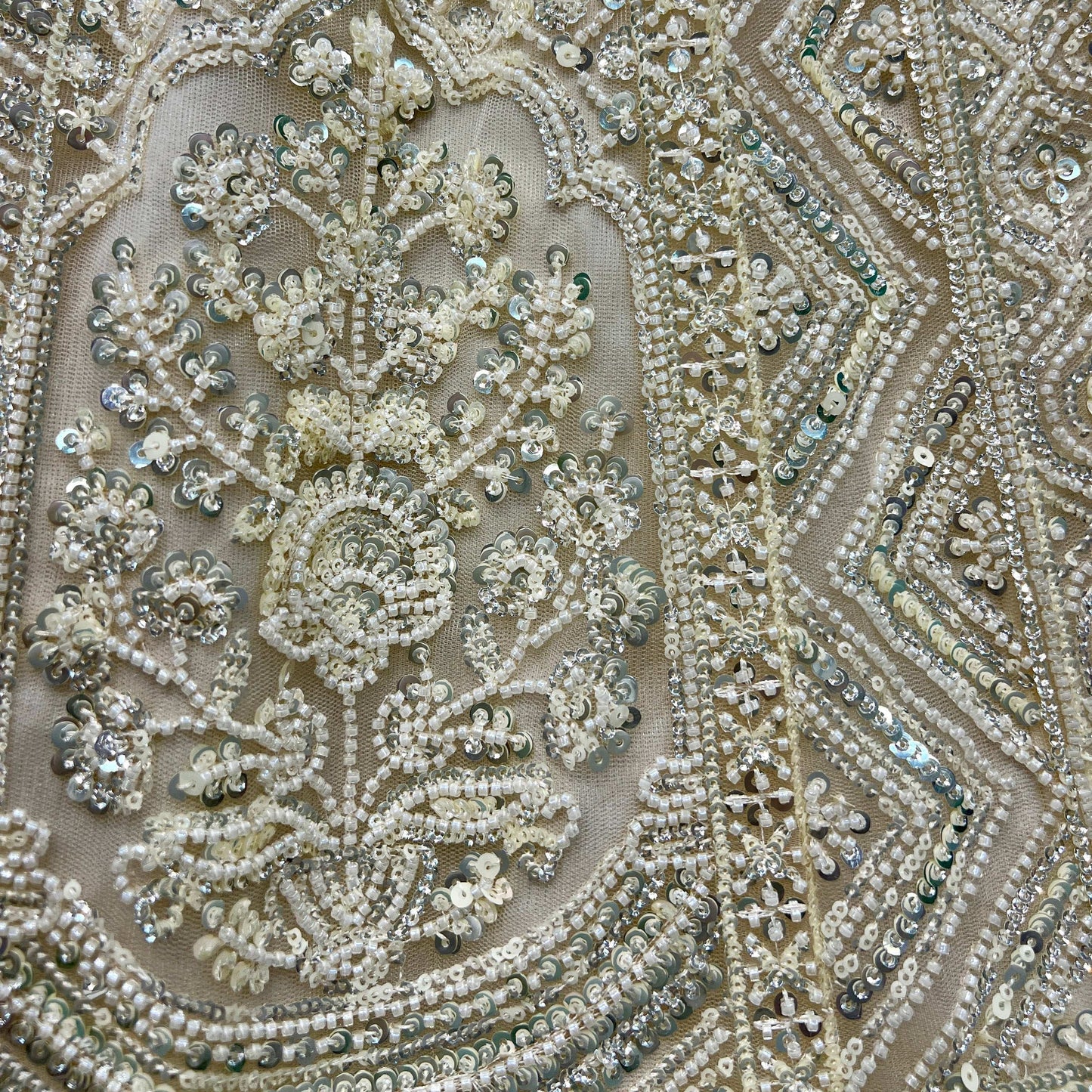 Jazzagals - Beads & Pearls Handwork Off White Reception Lehenga