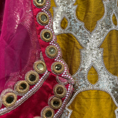 Shringaar: Multicolor Silk Lehenga with Heavy Border & Blouse