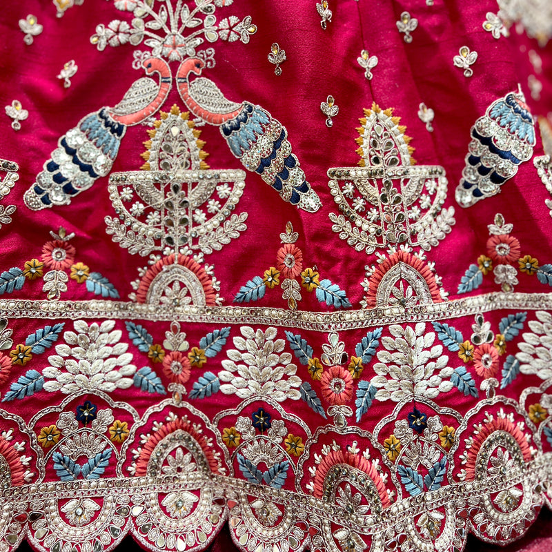 Dulhan in Rani Pink Lehenga : Double Dupatta Royal Baggi Collection JMS Studio {{ Royal Red Bridal Lehenga}}