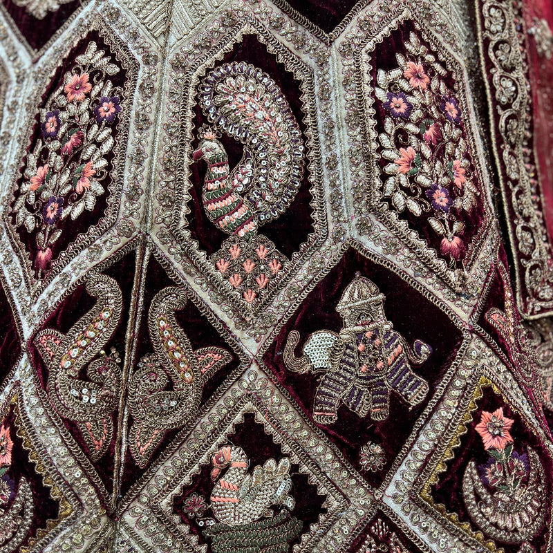 Rajgharana - The Velvet Chiku Bridal Lehenga JMS Studio {{ Royal Red Bridal Lehenga}}