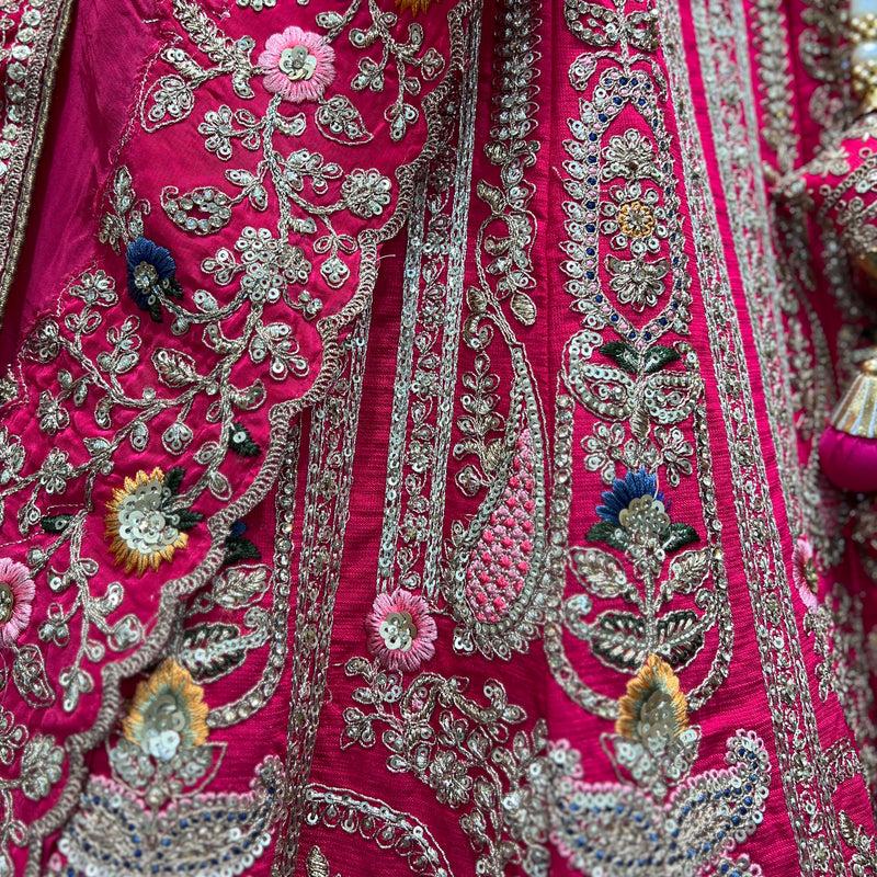 Sangria : Double Dupatta Rani Pink Gorgeous Bridal Lehenga - JMS Studio