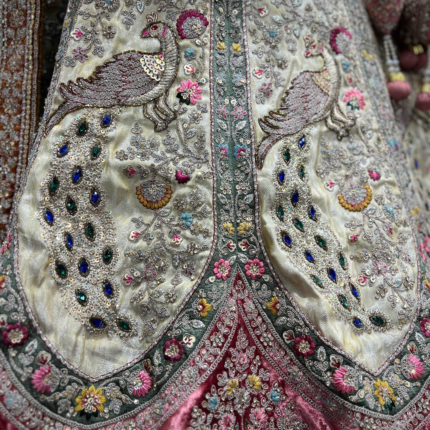 Damsel - Designer Replica Double Dupatta Silk Lehenga JMS Studio {{ Royal Red Bridal Lehenga}}