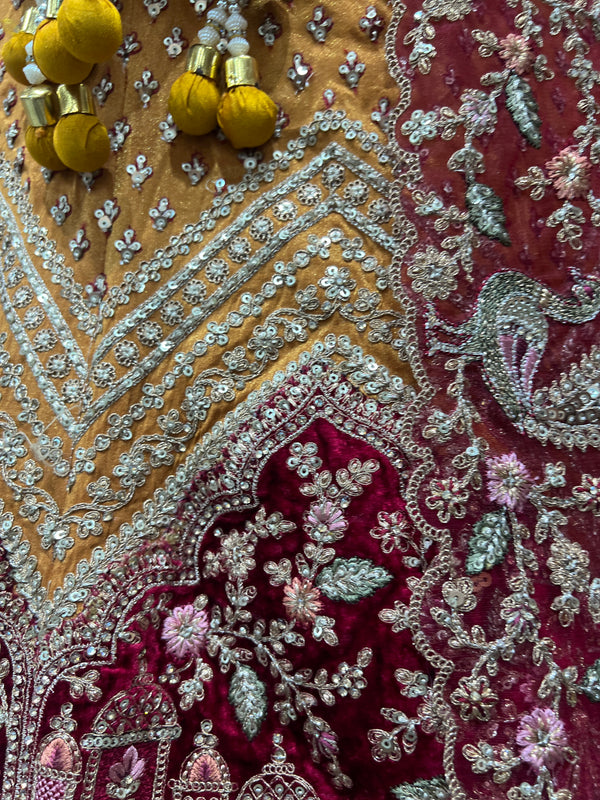 Amrapali - The Royal Tissue Silk Rajwadi Gorgeous Bridal Lehenga Mustard Color - JMS Studio