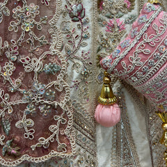 Rosé - Wedding Trousseau in Pastel Hues Off White Lehenga - JMS Studio