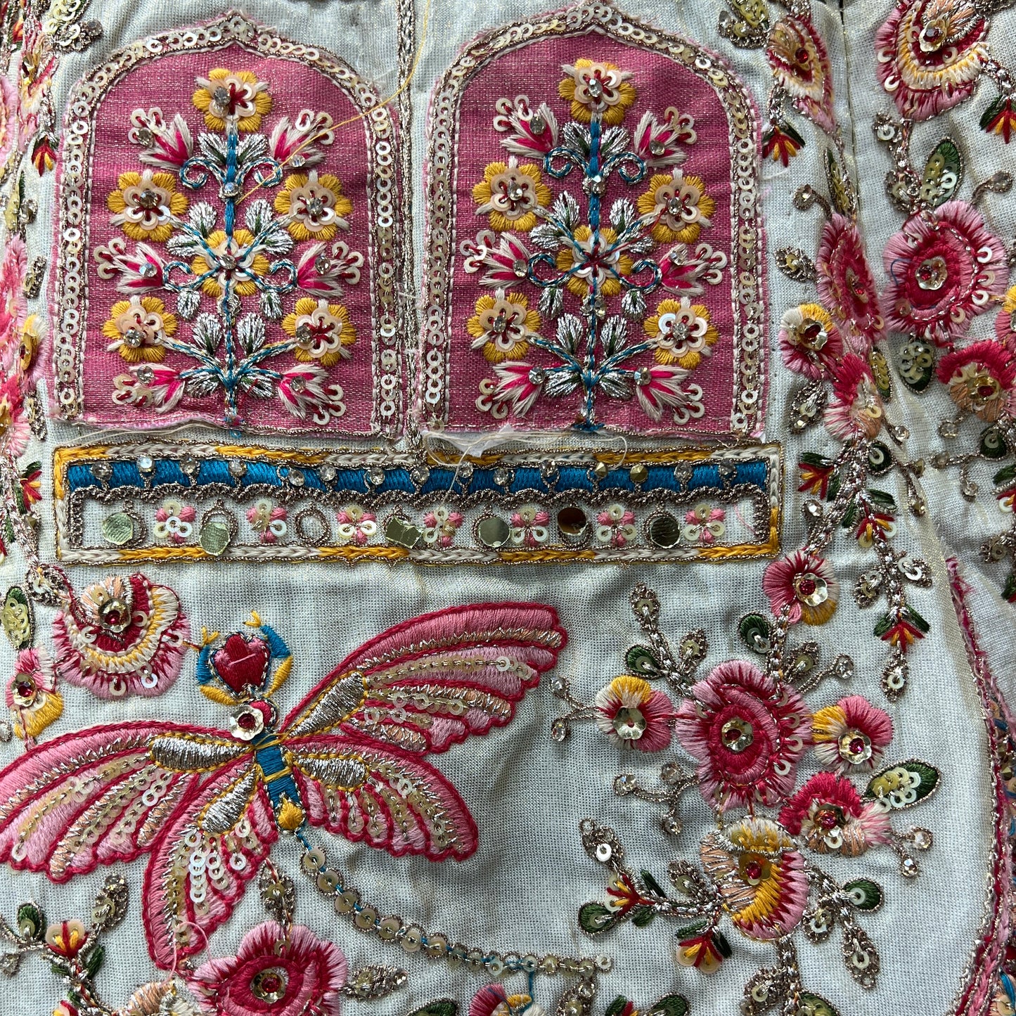 Rosé - Celebrity Designer Couture Multicolor Patchwork Silk Lehenga