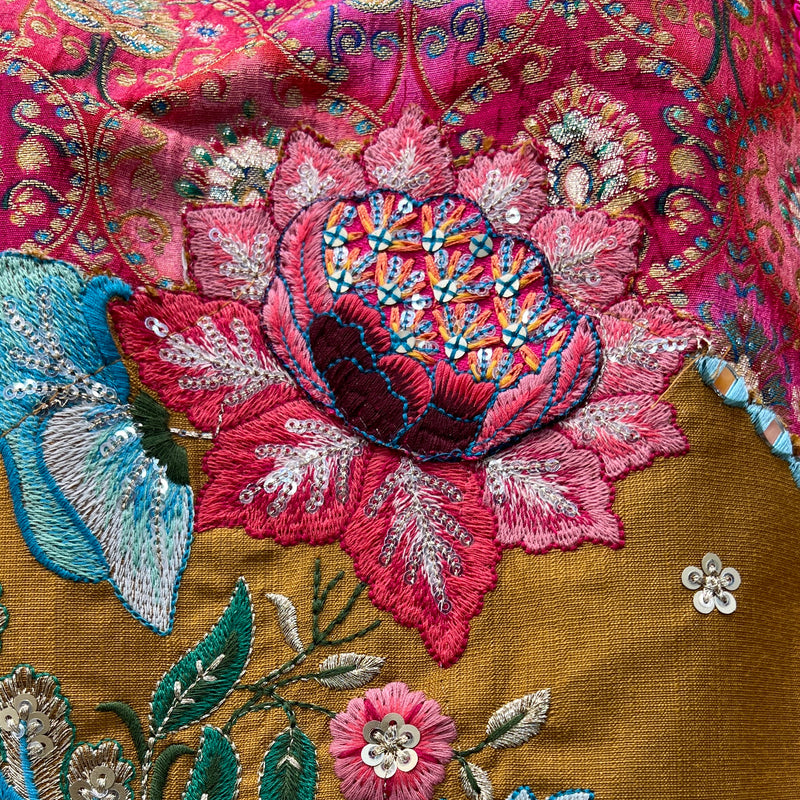 Shringaar: Multicolor Banarasi Silk Lehenga with Intricate Silk Work Blouse - JMS Studio