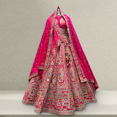 Sangria : Double Dupatta Rani Pink Gorgeous Bridal Lehenga - JMS Studio