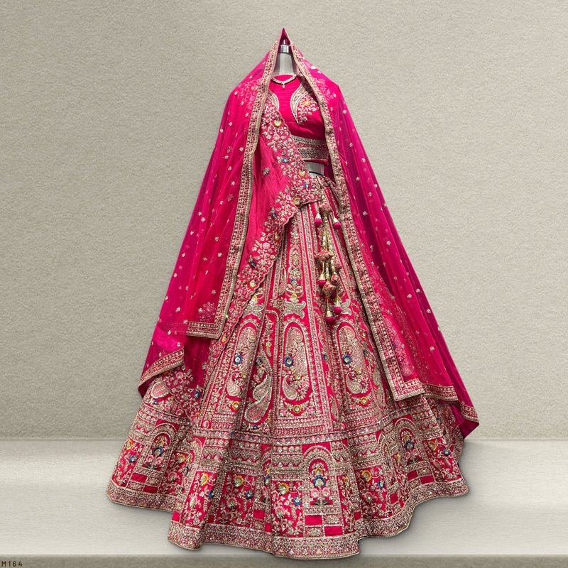 Sangria : Double Dupatta Rani Pink Gorgeous Bridal Lehenga - JMS Studio