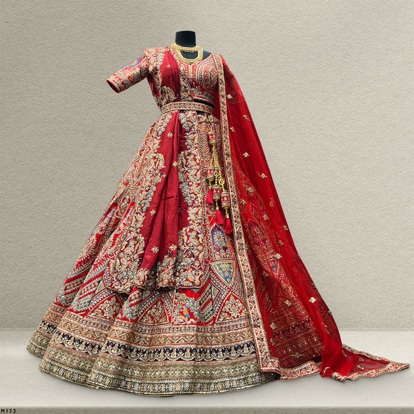 Sangria : Double Dupatta Royal Red Bridal Lehenga