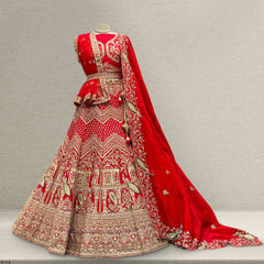 Sangria : Double Dupatta Royal Red Bridal Lehenga