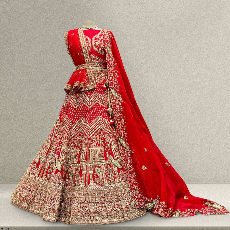 Sangria : Double Dupatta Royal Red Bridal Lehenga