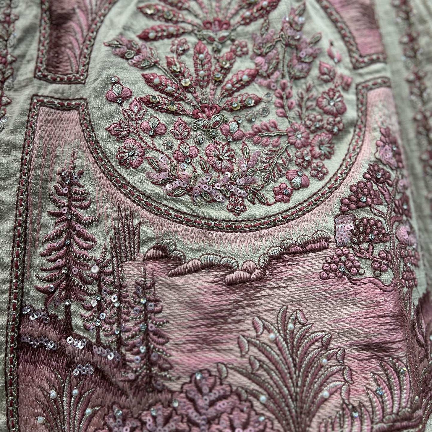 Damsel - Raw Silk Soft Pink Flared Designer Couture Lehenga