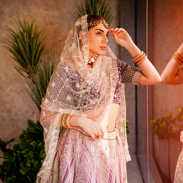 Rosé - Ombre Lavender Lehenga w/h Gorgeous Handwork Dupatta - JMS Studio