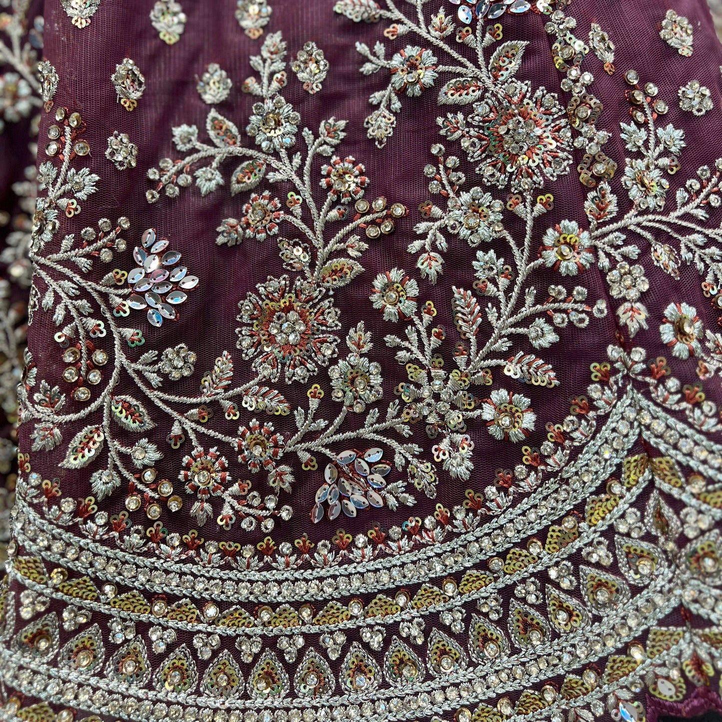 Jazzagals - The Modern 18 Kali Flared Lehenga for Reception for Bride Dark Mauve