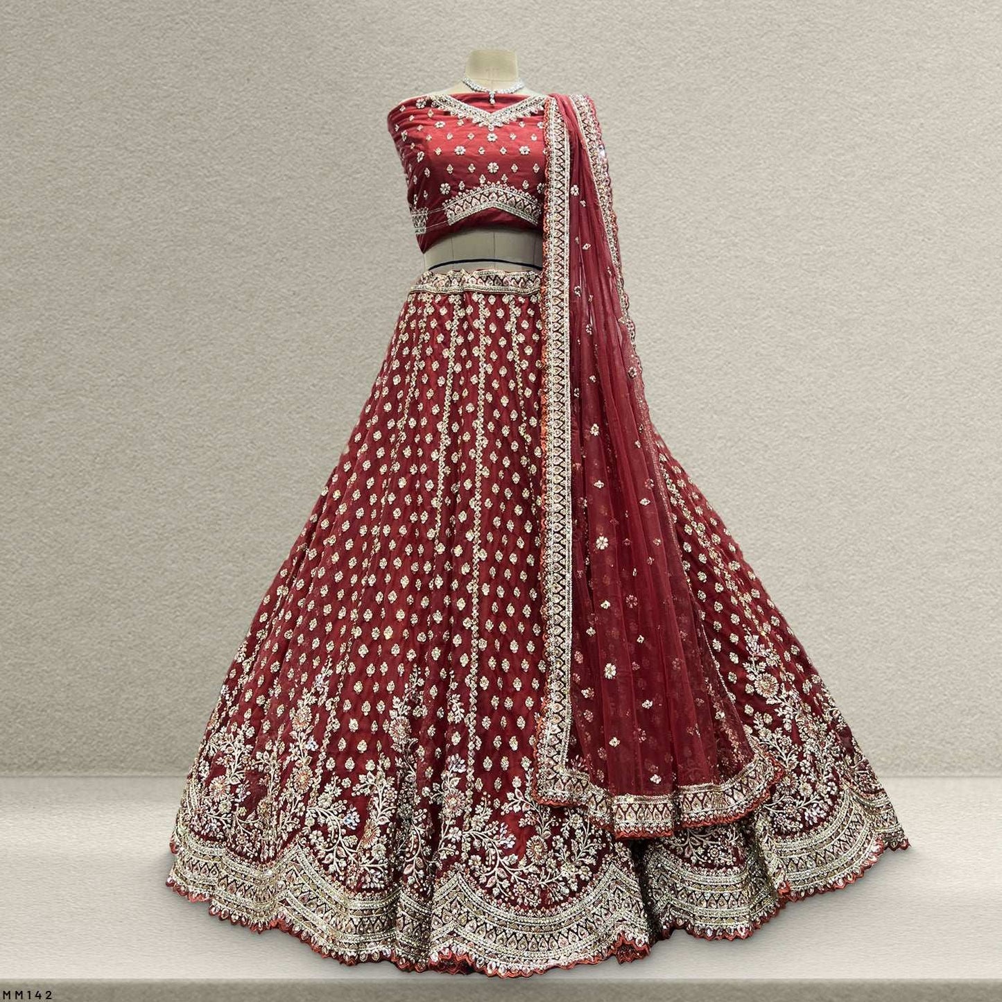 Jazzagals - The Modern 18 Kali Flared Lehenga for Reception for Bride Rust Orange