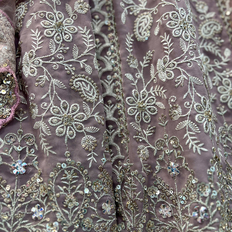 Jazzagals - Lucknawi Work Partywear Georgette Lehenga Choli Lilac