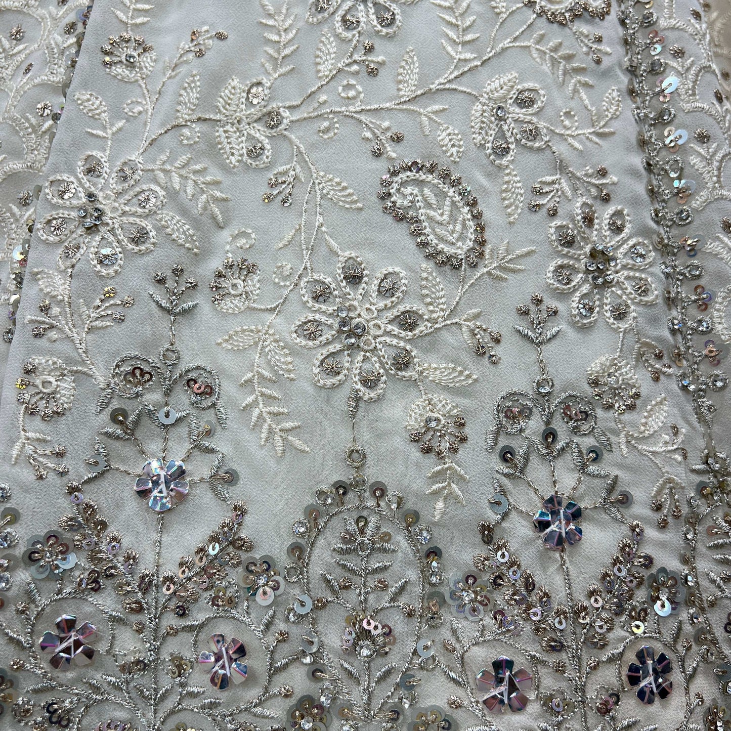 Jazzagals - Delicate Lucknawi Couture Georgette White Lehenga