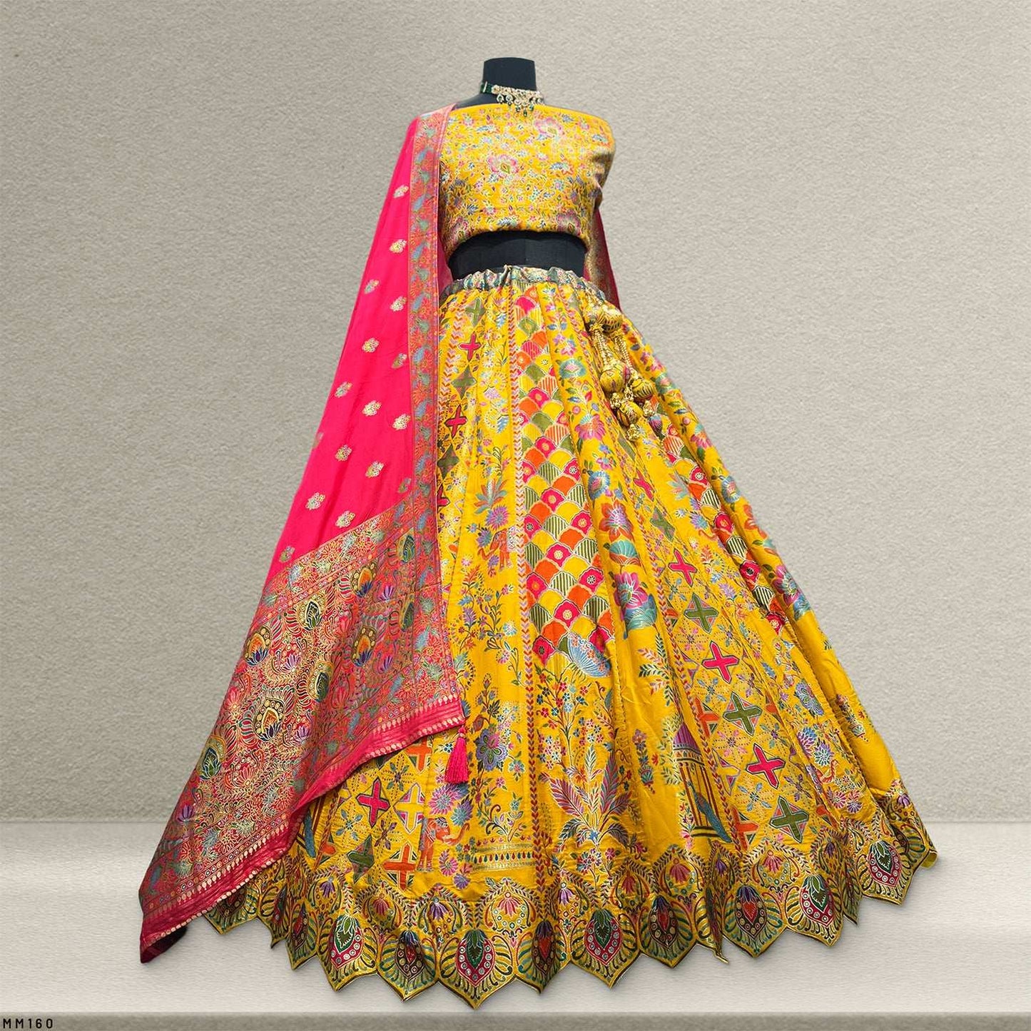 Gulaal - Multicolor Banarasi Silk Position Print Carnival Lehenga