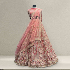 Cherry Blossom - Pink Reception Engagement Lehenga With Designer Blouse